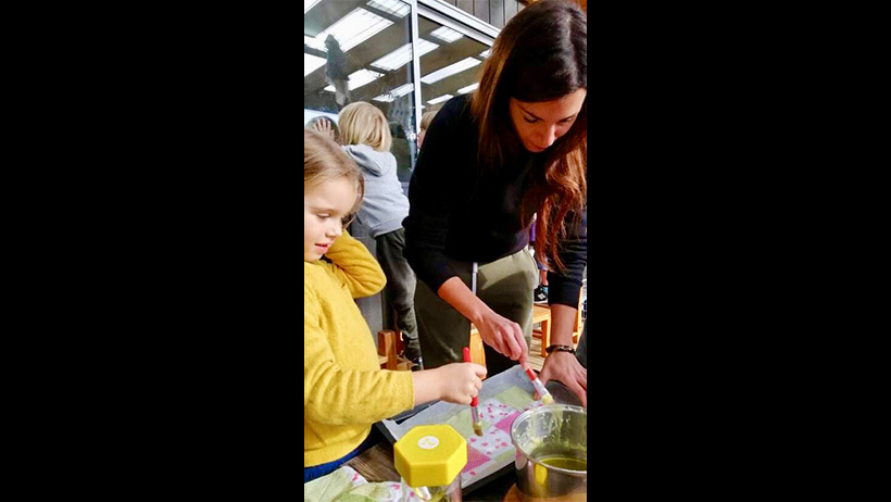 Green Bay daycare child making wax paper
