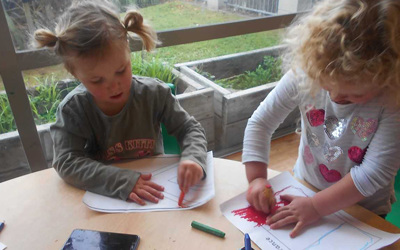 children drawing at Tauranga daycare