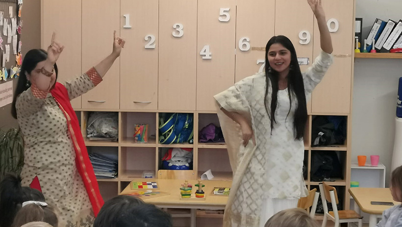 Children and teachers celebrate Diwali at Lollipops Newton Road daycare