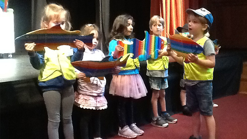 Lollipops Coatesville daycare children enjoying a puppet show at PumpHouse Theatre.