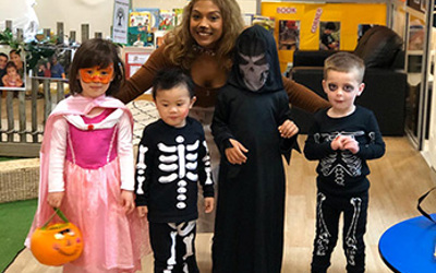 Children celebrating Halloween at Lollipops Britomart daycare.